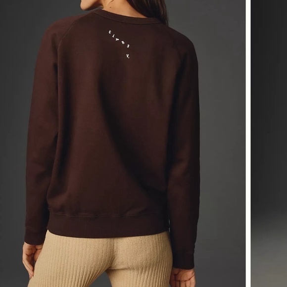 anthropologie | clare v. ciao sweatshirt in cocoa brown with cream ↷ - Picture 15 of 16